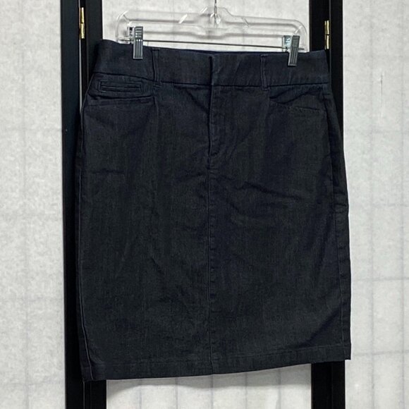 JM Collection High Rise Stretch Denim Pencil Skirt Black 10 Classic Work Chic - Picture 4 of 12